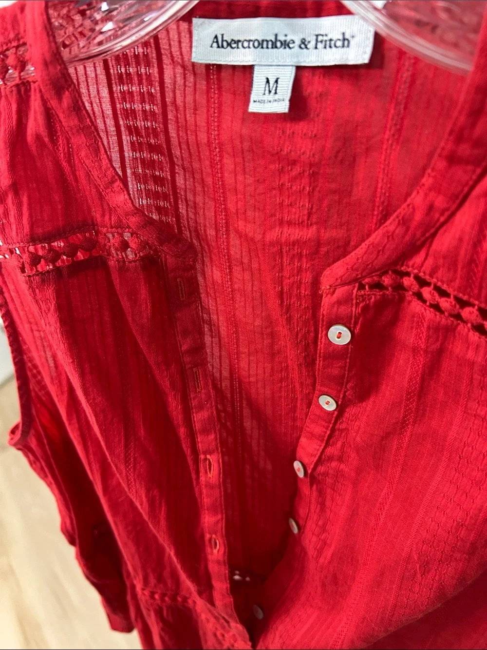 Abercrombie & Fitch Red Top, sz M - Picture 2 of 9